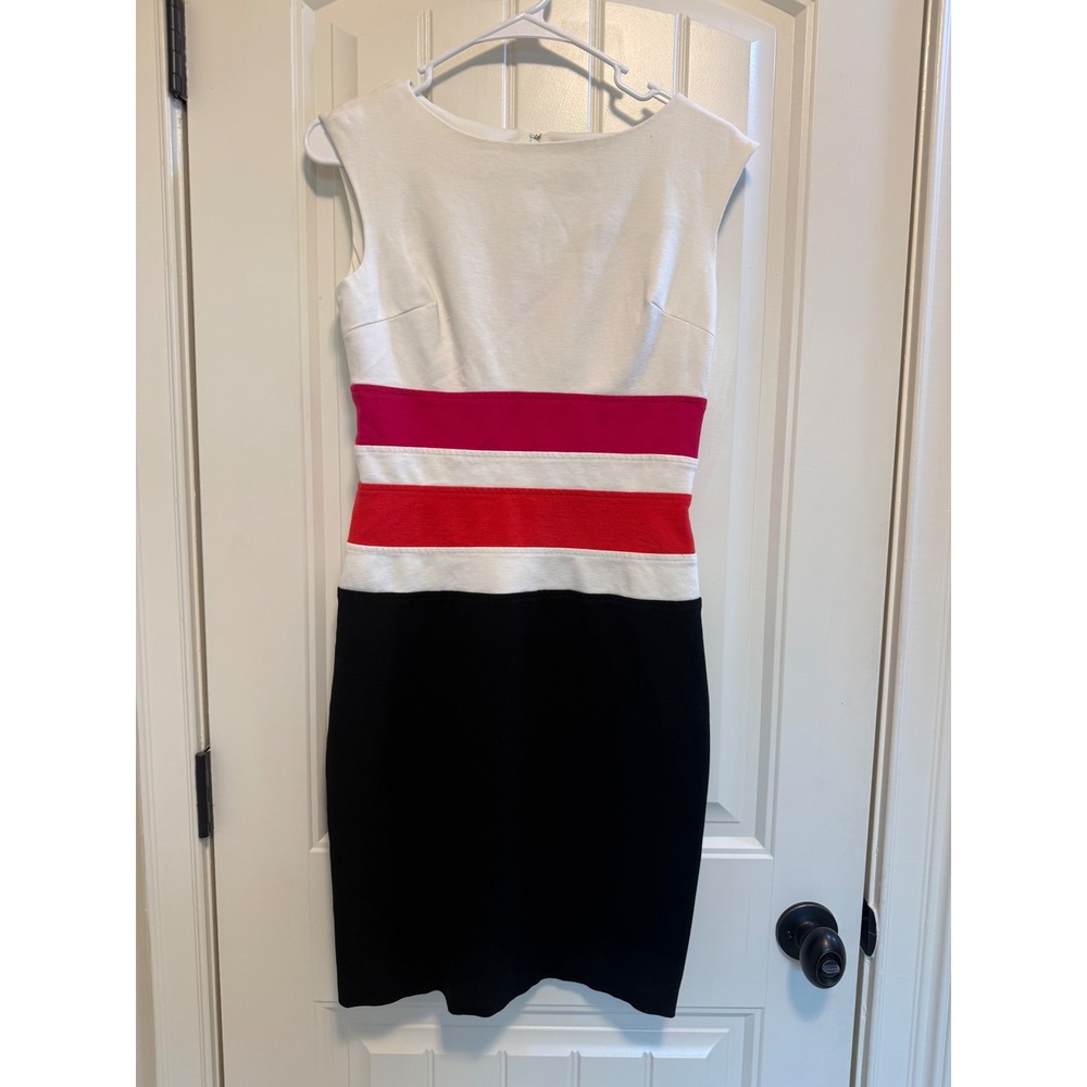Lauren Ralph Lauren Colorblock Sheath Dress Pink Red Black White Size 4